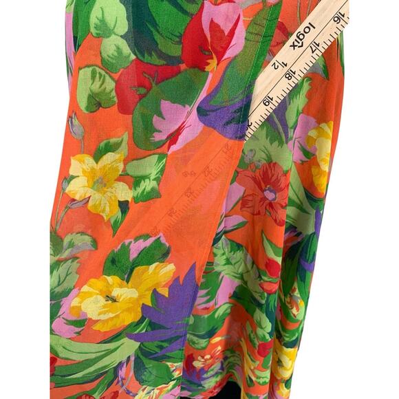 Mods Int’l Semi Sheer Wrap Full Skirt Midi Floral Size 6 Colorful Beach - Picture 6 of 10
